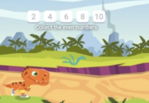 Draco's dash even number dinosaur game on ABCmouse.com. 